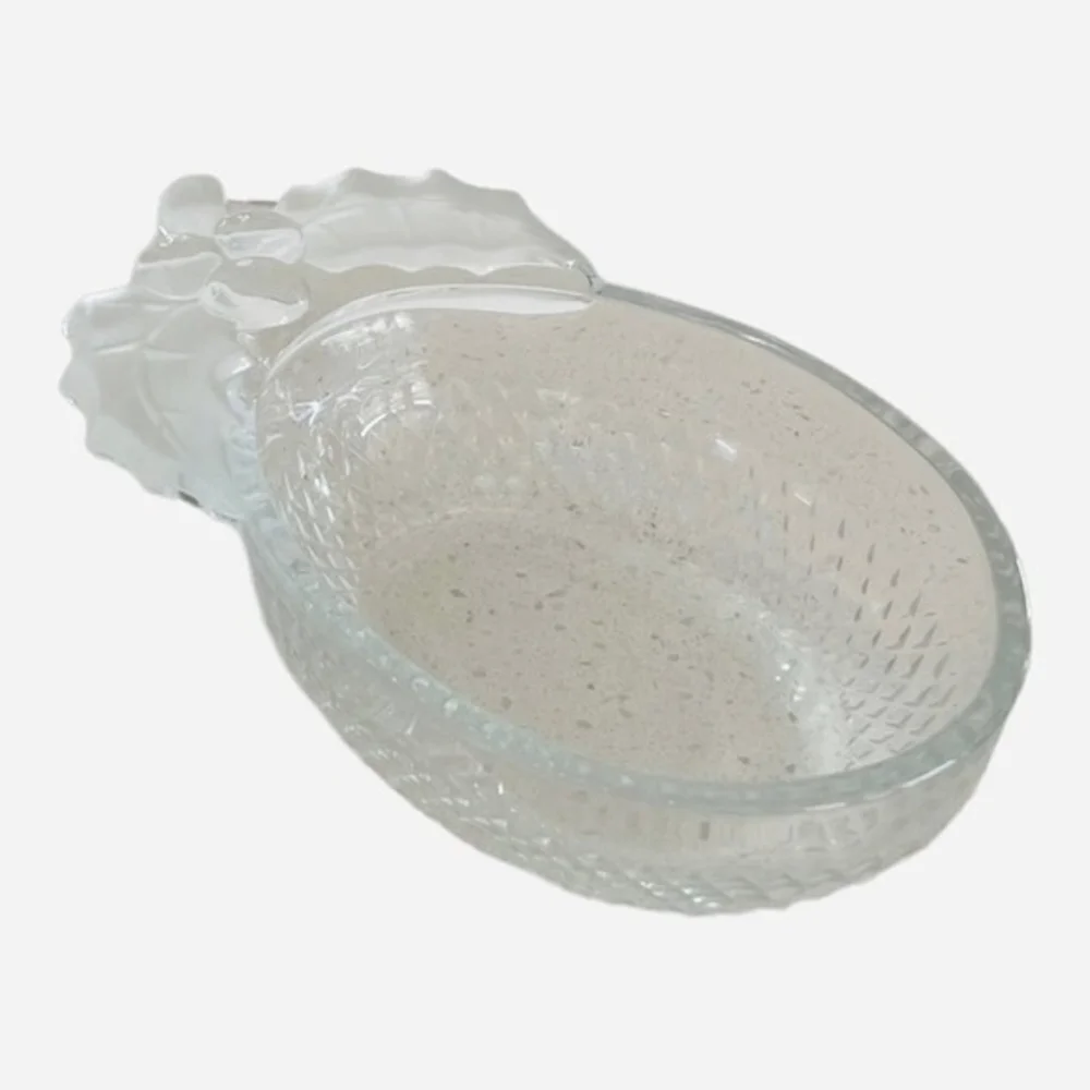 Vintage Grape Ice Glass Dessert Bowl Clear Textured Fruit Shape 6.75